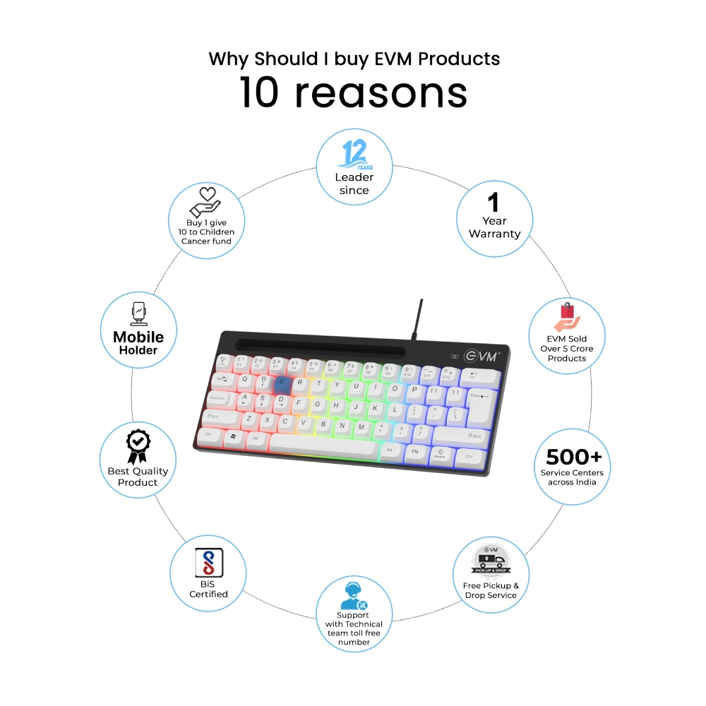 EVM USB Keyboard RGB Mini with Mobile Stand view 3
